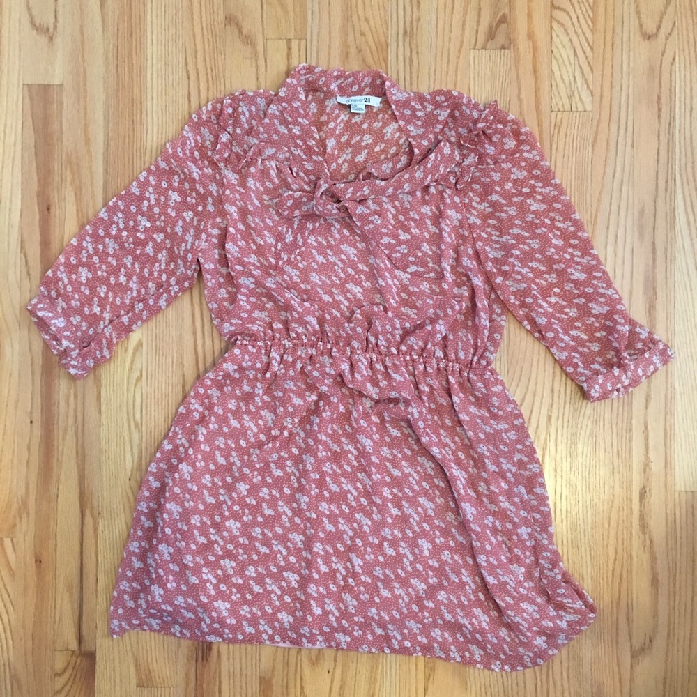 Forever 21 Pink, Floral Print Dress - L